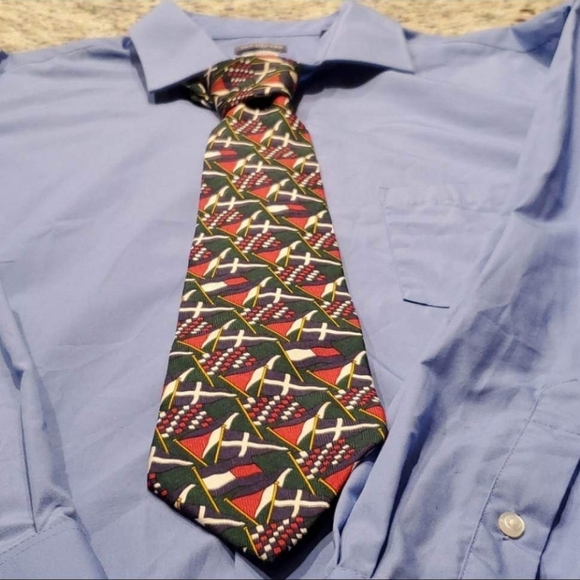 Vintage VTG Tommy Hilfiger logo flag neck tie - Picture 5 of 9